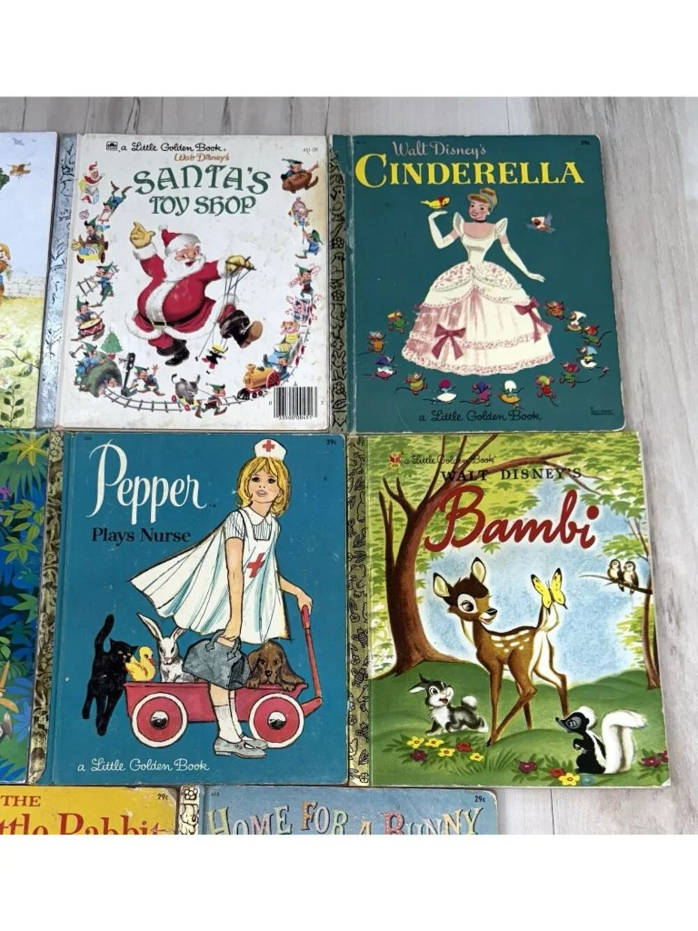 VTG LITTLE GOLDEN BOOK Lot 8 Disney Santa's Toy Shop Pepper Plays Nurse Rabbit